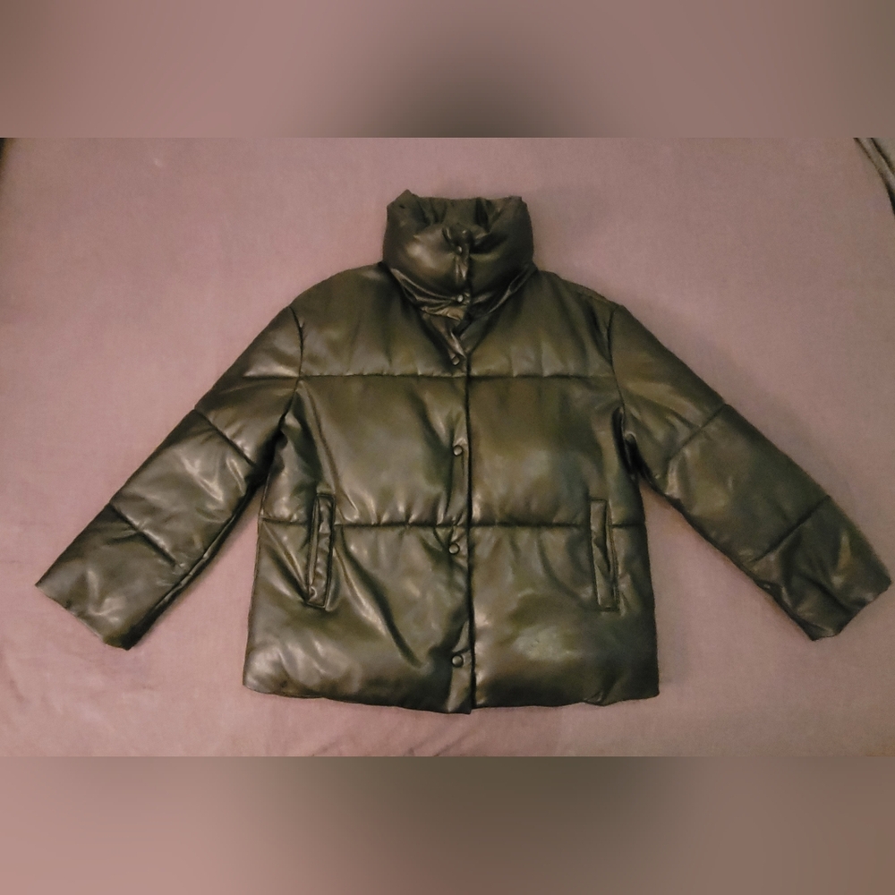 AVEC LES FILLES Faux Leather Vegan Puffer